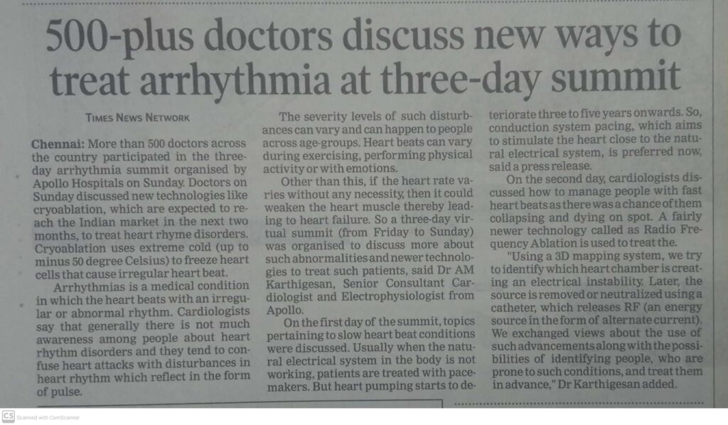 Image of a newspaper cutting about the Arrhythmia summit.