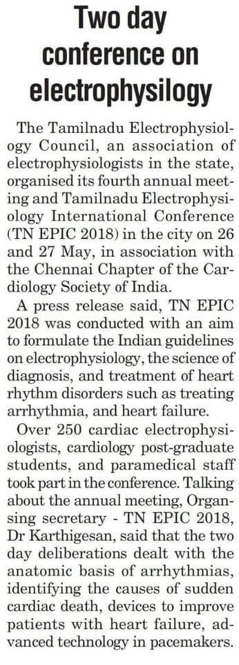 Image of a news article about the 2-day conference on Electrophysiology.