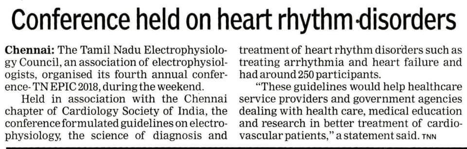 Image of a newspaper cutting about the Conference held on heart rhythm disorders.