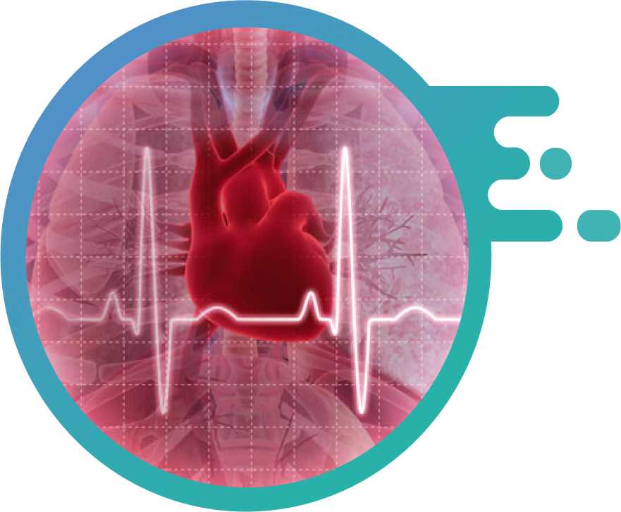 The image of a heart with pulse signals illustrates Cardiac Resynchronization Therapy.