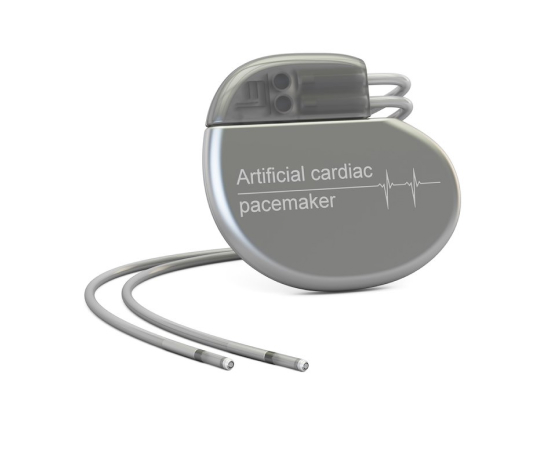 Image of a cardiac pacemaker with catheters.