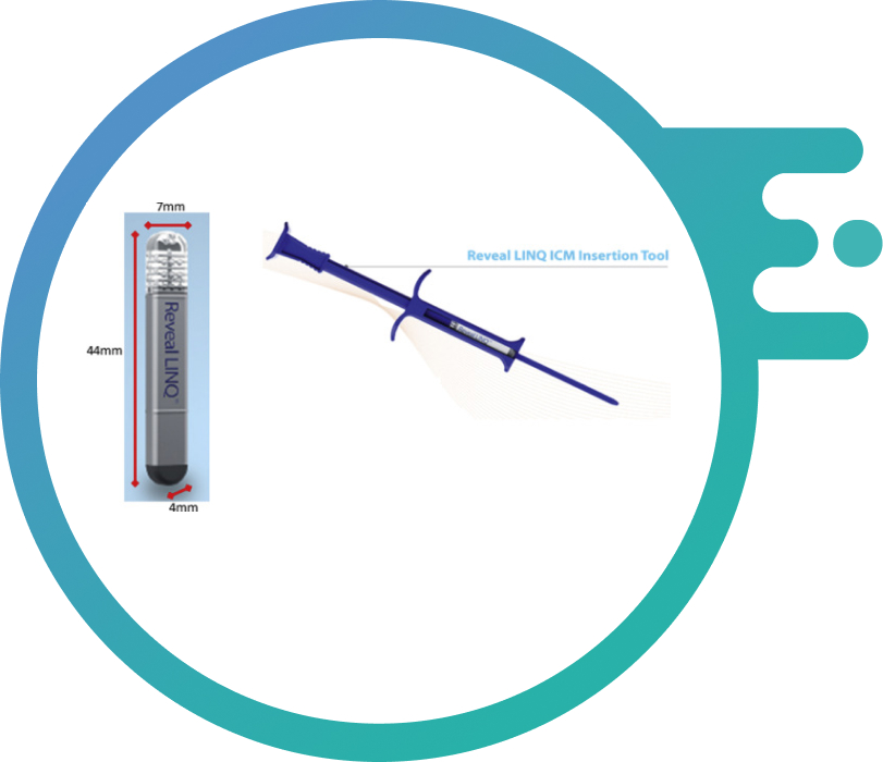 Image of an Implantable Loop Recorders (ILRs) with the insertion tool.