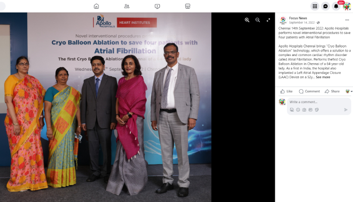 Image of Dr.Karthigesan and other doctors in a conference of Atrial Fibrillation.